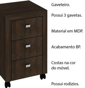 Gaveteiro para Escritório Home Office ME4108 MDP Rustico G69 - Gran Belo