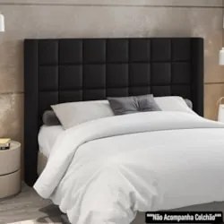 Cabeceira Cama Box Queen 160cm Pisa Z37 Sintético Preto - Mpozenato