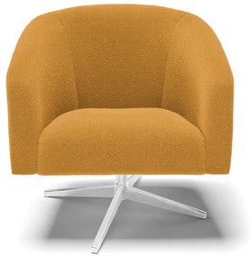 Poltrona Decorativa Giratória Cromada Stella Bouclê D03 - D'Rossi - Mostarda
