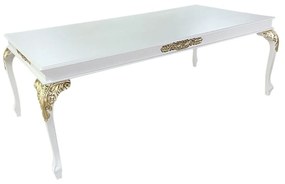 Mesa Luís XV Desmontável Laca Branca Detalhes Ouro Peça Artesanal