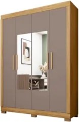 Guarda Roupa Solteiro 154cm 4 Portas Espelho Brasid Mel/Cacao C01 - Mp