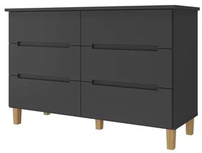 Comoda Logan 6 Gavetas em MDF cor Preto 136 cm - 73080 Sun House