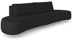 Sofá 2 Lugares 160cm Orgânico Pé Ferro Nagai Veludo Preto Z55 - Mpozen