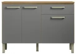 Balcão de Cozinha Com Tampo 120cm Louis Plus Freijó/Gris Z06 - Mpozena
