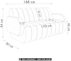 Sofá 2 Lugares 188cm Sala de Estar Munik Veludo Bege/Camel Z08 - Mpoze