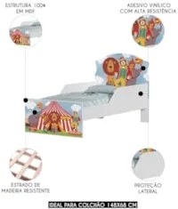 Mini Cama Infantil 148x68cm Com Proteção Lateral Circo K06 - Mpozenato