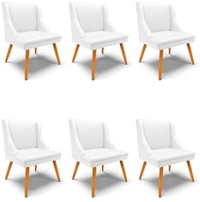 Kit 06 Cadeiras de Jantar Liz Corino  Pés Palito Castanho D03 - D'Rossi - Branco