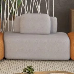 Sofá Modular 140cm Living Sala de Estar Moby Boucle Grafite Z08 - Mpoz