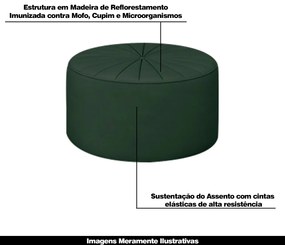 Conjunto Decorativo Sofá 288cm e Poltrona Clarke com Puff Round Veludo Verde G45 - Gran Belo