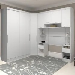 Guarda Roupa Solteiro Modulado CP08 Taiga Branco L01 - Mpozenato