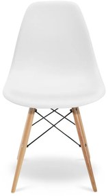 Cadeira Sala de Jantar Eiffel Eames Base Madeira F02 - D'Rossi - Branco