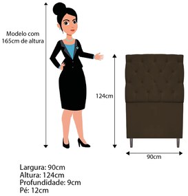 Cabeceira Estofada Liverpool 90 cm Solteiro Suede Marrom - ADJ Decor