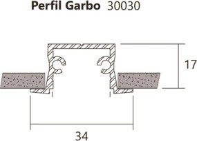 Perfil Embutir Para Fita Led Garbo 225Cm 3,4X225X1,7Cm | Usina 30030/2... (BT - Branco Texturizado)