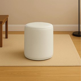 Puff Redondo Orgânico para Sala Malu Sintético PU Bege M11 - D'Rossi