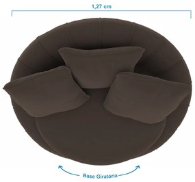 Poltrona Decorativa Redonda Giratória Glória Veludo Marrom - Sheep Estofados - Veludo Marrom