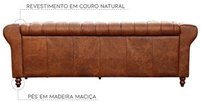 Sofá 2 Lugares Maggiore 180cm Couro Mel G58 - Gran Belo