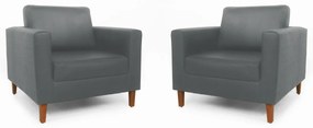 Conjunto 2 Poltrona Decorativa Gabriela Suede Cinza
