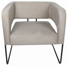 Poltrona Decorativa Lucy Base Aço Grafite Veludo Creme G15 - Gran Belo