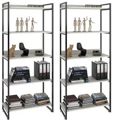 Kit 2 Estantes Livreiro Prisma Estilo Industrial 80cm 5 Prateleiras C0