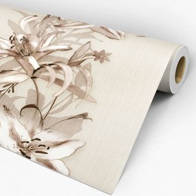 Papel de parede adesivo floral linho creme e marrom