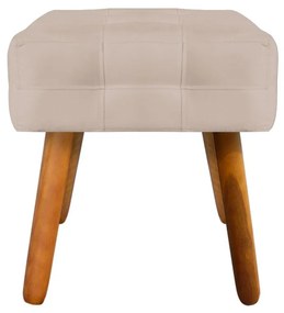 Puff Banqueta Decorativo Pé Palito de Madeira Elisa Suede Bege D03 - D'Rossi