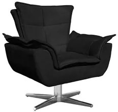 Poltrona Decorativa Sala de Estar Base Giratória Cromada Opla Suede Pr