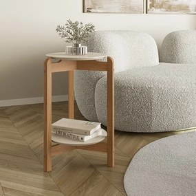 Mesa Lateral Lizz Off White/Cedro - Casa D Móveis