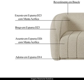 Conjunto Sala de Estar Sofá 332cm 4 Lugares e Poltrona Adam Boucle Bege G45 - Gran Belo