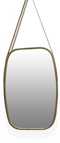 Espelho Decorativo Retangular com Moldura de Plastíco Dourado Alça Caramelo 65x43,5 cm - D'Rossi