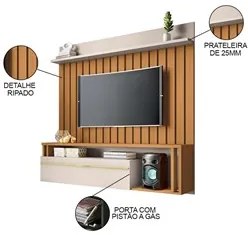 Painel para TV Suspenso 55 Pol. Elza H01 Off White/Cinamomo - Mpozenat