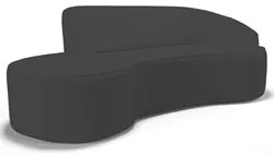 Sofá Living 3 Lugares 230cm Braço Direito Mozart D06 Sintético Cinza -