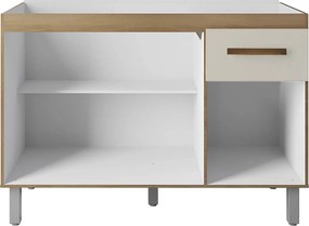 Balcão Zínia 3 Portas 1 Gaveta e Tampo Cozinha MB1 120cm