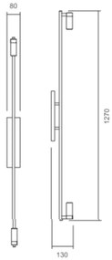 Arandela Slim 08X66X13Cm C/ Canopla Central 1Xt8 60Cm | Usina Design 1... (ESC-V - Escovado)