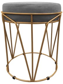 Puff Babu Suede Grafite Base Dourado D03 - D'Rossi