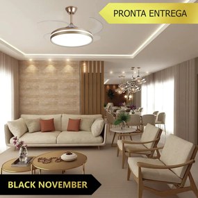 Ventilador De Teto Isis Dourado Pás Retrátil Led 30W Multicolor Bivolt...