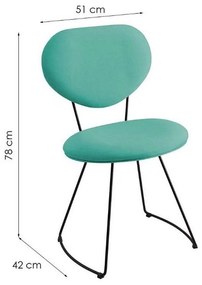 Cadeira Poltrona Milão Meia Decoração Lua Linho Azul Turq