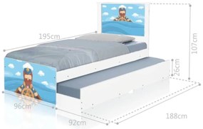 Cama Solteiro Infantil com Cama Auxiliar 195x96cm Personagens K02 - D'Rossi - MARINHEIRO