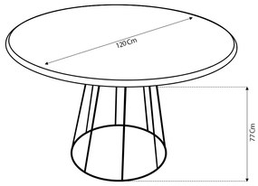 Mesa de Jantar Redonda Base de Ferro Telaio Castanho G04 - Gran Belo