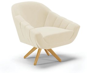Poltrona Giratória Giovana Linho Base de Madeira MA30 D01 - D?Rossi - A19 Bege