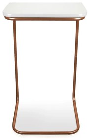 Mesa Lateral Tampo Multiuso Para Sofá Base Bronze - D'Rossi - Branco