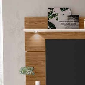 Painel TV 60 Pol 182cm Bancada Suspensa para Sala Quelen Naturale/Off White M20 - D'Rossi