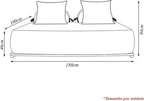 Sofá Modulado 6 Lugares com Almofadas Soltas Pés Madeira Maciça 360cm Homer Bouclê Cinza G63 - Gran Belo