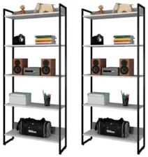 Kit 2 Estantes Livreiro Studio Industrial Z28 Branco - Mpozenato