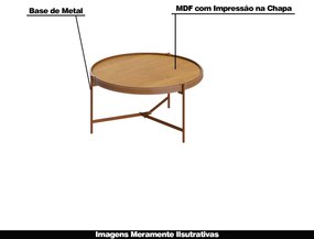 Mesa de Centro Nezuko 71cm Base Cobre Tampo Nature G29 - Gran Belo