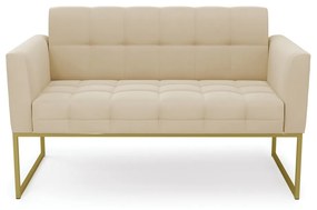 Sofá Namoradeira Elisa Suede Base Metálica Industrial Dourado - D'Rossi - Bege