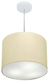 Lustre Pendente Cilíndrico Md-4212 Cúpula em Tecido 40x30cm Algodão Crú - Bivolt