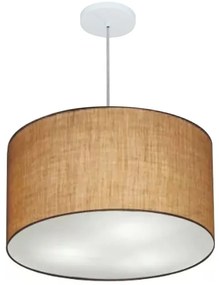 Lustre Pendente Cilíndrico Md-4257 Cúpula em Tecido 45x30cm Palha - Bivolt