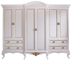 Guarda-Roupas Provençal Clássico Lavanda - Branco com Detalhes Dourado Soleil Kleiner