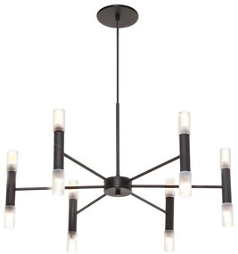 Pendente Flash Ø61X36Cm Tubo Duplo Ponteira Acrílico Metal Alumínio 12... (GRAFITE / COBRE BRILHO)