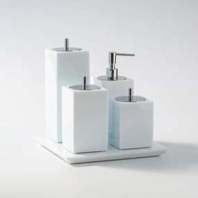 Conjunto Banheiro 4 Pçs Resina Branco  Branco - Cromado